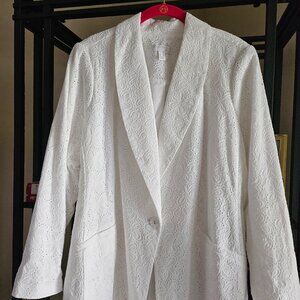 SUSAN GRAVER WHITE COTTON LACE JACKET 1X